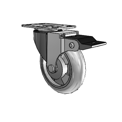 Regent Top Plate Black Oxide Swivel Caster with 3 x .8125 Grey MonoTech Wheel and Top Lock Brake