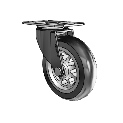 Regent Top Plate Black Oxide Swivel Caster with 3 x .8125 No-Matic Rubber Wheel
