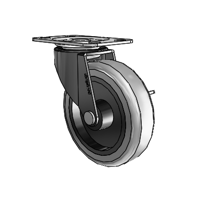 Regent Top Plate Black Oxide Swivel Caster with 3 x .8125 Grey Thermoplastic Rubber Wheel and Side Brake