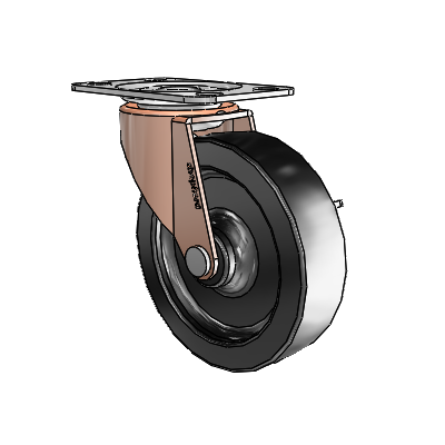 Regent Top Plate Copper Oxide Swivel Caster with 3 x .8125 Black Polyolefin Wheel and Side Brake