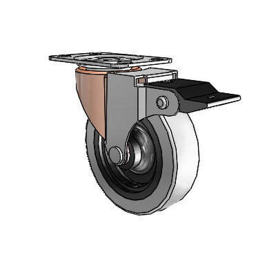 Regent Top Plate Copper Oxide Swivel Caster with 3 x .8125 Grey Thermoplastic Urethane Wheel and Top Lock Brake