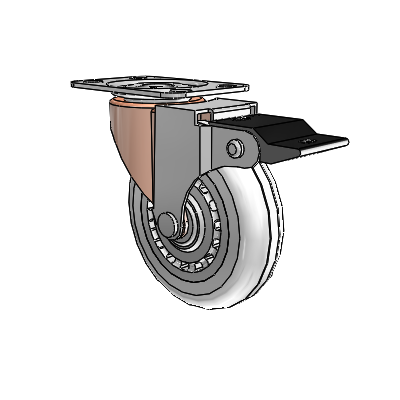 Regent Top Plate Copper Oxide Swivel Caster with 3 x .8125 Clear Vipor Wheel and Top Lock Brake