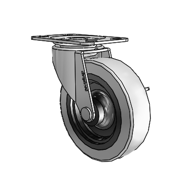 Regent Top Plate Polished Nickel Swivel Caster with 3 x .8125 Grey Thermoplastic Urethane Wheel and Side Brake