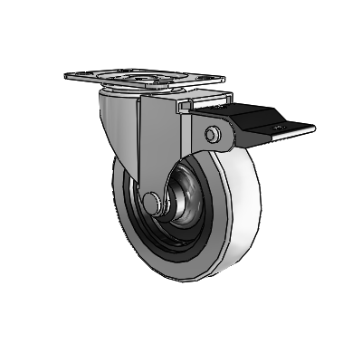 Regent Top Plate Polished Nickel Swivel Caster with 3 x .8125 Grey Thermoplastic Urethane Wheel and Top Lock Brake