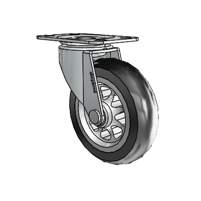 Regent Top Plate Zinc Swivel Caster with 3 x .8125 Black No-Matic Rubber Wheel