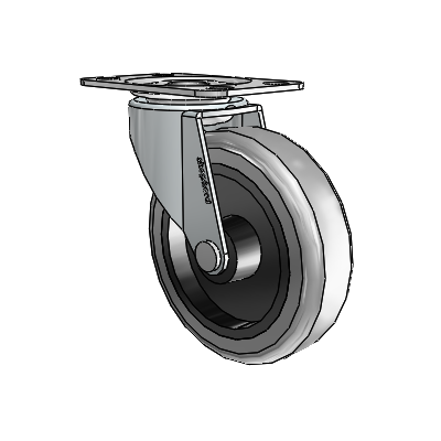 Regent Top Plate Zinc Swivel Caster with 3 x .8125 Grey Thermoplastic Rubber Wheel