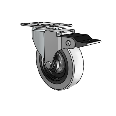 Regent Top Plate Zinc Swivel Caster with 3 x .8125 Grey Thermoplastic Urethane Wheel and Top Lock Brake