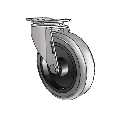 Regent Top Plate Bright Chrome Swivel Caster with 3 x .8125 Grey Thermoplastic Rubber Wheel