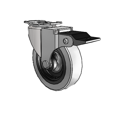 Regent Top Plate Bright Chrome Swivel Caster with 3 x .8125 Grey Thermoplastic Urethane Wheel and Top Lock Brake