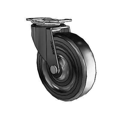 Regent Top Plate Black Oxide Swivel Caster with 3 x .8125 Soft Rubber Wheel
