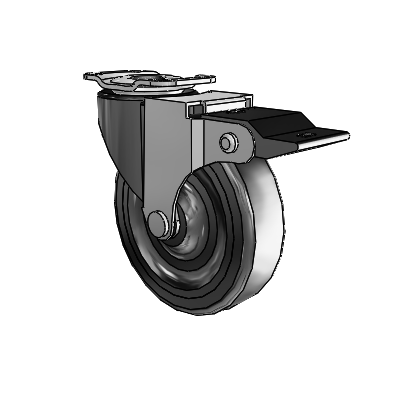 Regent Top Plate Black Oxide Swivel Caster with 3 x .8125 Soft Rubber Wheel and Top Lock Brake