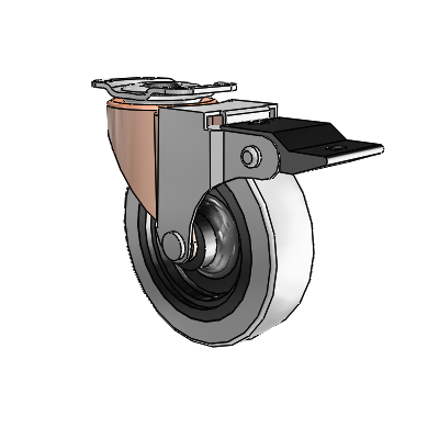 Regent Top Plate Copper Oxide Swivel Caster with 3 x .8125 Grey Thermoplastic Urethane Wheel and Top Lock Brake