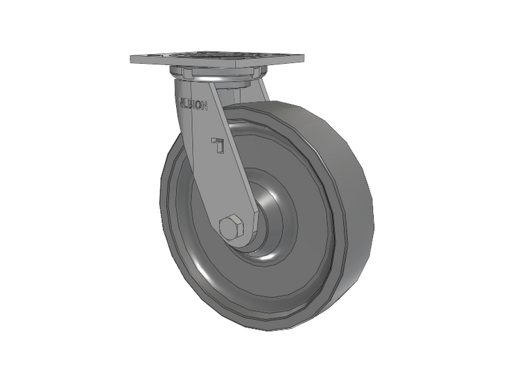 16 Series Top Plate Swivel Caster with 8 x 2 Grey Polyurethane XP - X-treme Plus Solid Polyurethane Wheel