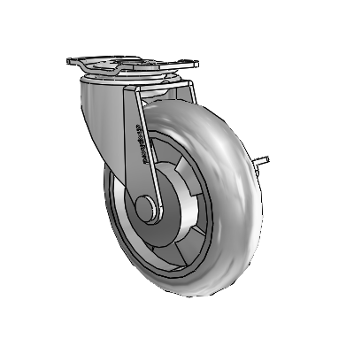 Regent Top Plate Polished Nickel Swivel Caster with 3 x .8125 Grey MonoTech Wheel and Side Brake