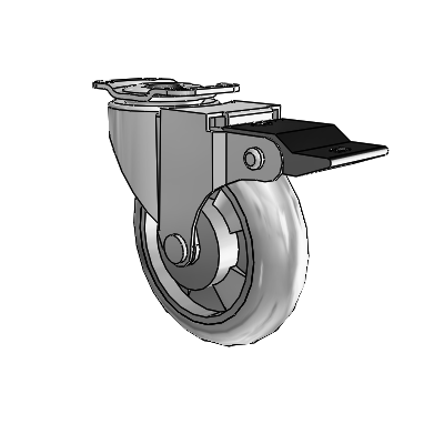 Regent Top Plate Polished Nickel Swivel Caster with 3 x .8125 Grey MonoTech Wheel and Top Lock Brake