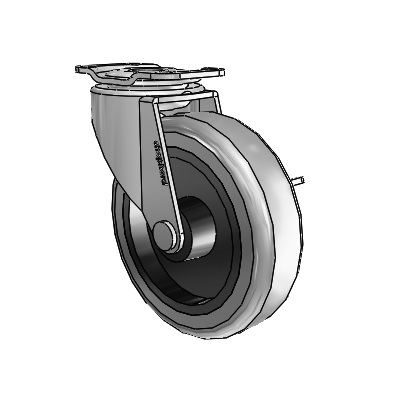 Regent Top Plate Polished Nickel Swivel Caster with 3 x .8125 Grey Thermoplastic Rubber Wheel and Side Brake