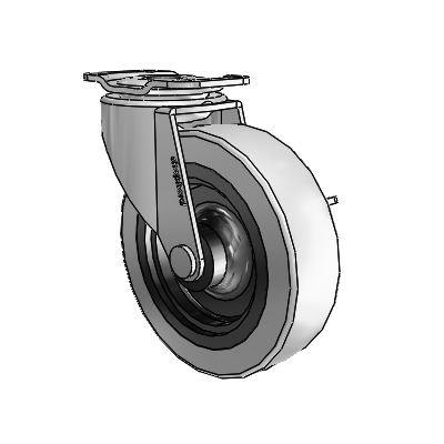 Regent Top Plate Polished Nickel Swivel Caster with 3 x .8125 Grey Thermoplastic Urethane Wheel and Side Brake
