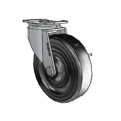 Regent Top Plate Zinc Swivel Caster with 3 x .8125 Black Soft Rubber Wheel and Side Brake