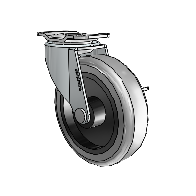 Regent Top Plate Zinc Swivel Caster with 3 x .8125 Grey Thermoplastic Rubber Wheel and Side Brake