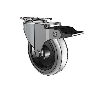 Regent Top Plate Zinc Swivel Caster with 3 x .8125 Grey Thermoplastic Rubber Wheel and Top Lock Brake