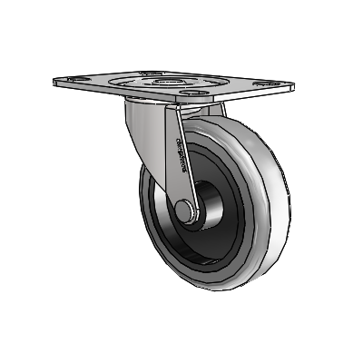 Regent Top Plate Bright Chrome Swivel Caster with 3 x .8125 Grey Thermoplastic Rubber Wheel