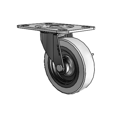 Roulette pivotante Regent à plaque supérieure oxydée noire, équipée de 3 roues en uréthane thermoplastique gris de 0,8125 et d'un frein latéral