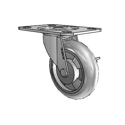Regent Top Plate Polished Nickel Swivel Caster with 3 x .8125 Grey MonoTech Wheel and Side Brake