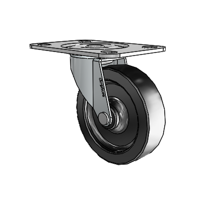 Regent Top Plate Zinc Swivel Caster with 3 x .8125 Black Polyolefin Wheel