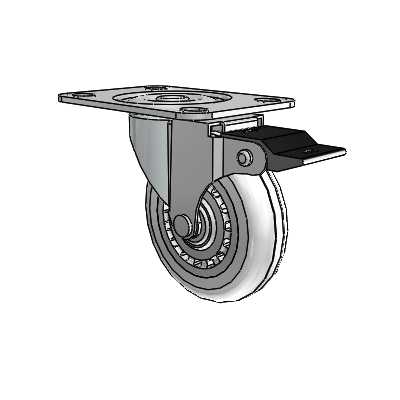Regent Top Plate Zinc Swivel Caster with 3 x .8125 Clear Vipor Wheel and Top Lock Brake
