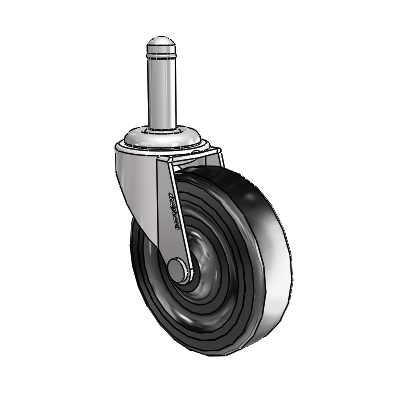 Regent Grip Ring Bright Chrome Swivel Caster with 3 x .8125 Black Hard Rubber Wheel