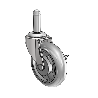 Regent Grip Ring Bright Chrome Swivel Caster with 3 x .8125 Grey MonoTech Wheel and Side Brake