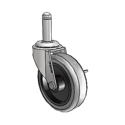 Regent Grip Ring Bright Chrome Swivel Caster with 3 x .8125 Grey Thermoplastic Rubber Wheel and Side Brake