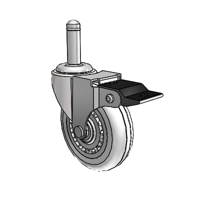 Regent Grip Ring Bright Chrome Swivel Caster with 3 x .8125 Clear Vipor Wheel and Top Lock Brake