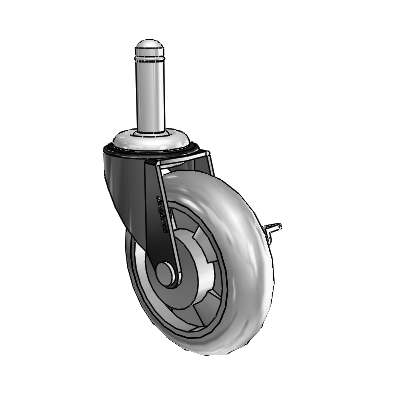 Regent Grip Ring Black Oxide Swivel Caster with 3 x .8125 Grey MonoTech Wheel and Side Brake