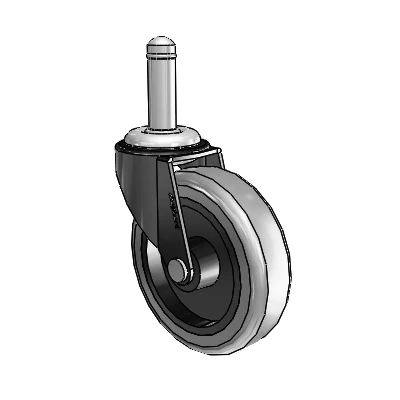 Roulette pivotante Regent Grip Ring à revêtement noir oxydé, équipée de 3 roues en caoutchouc thermoplastique gris de 0,8125