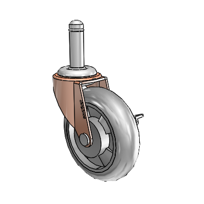 Regent Grip Ring Copper Oxide Swivel Caster with 3 x .8125 Grey MonoTech Wheel and Side Brake