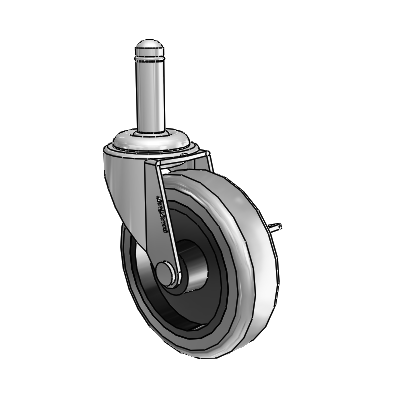 Regent Grip Ring Polished Nickel Swivel Caster with 3 x .8125 Grey Thermoplastic Rubber Wheel and Side Brake