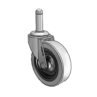 Regent Grip Ring Polished Nickel Swivel Caster with 3 x .8125 Grey Thermoplastic Urethane Wheel