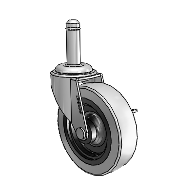 Regent Grip Ring Polished Nickel Swivel Caster with 3 x .8125 Grey Thermoplastic Urethane Wheel and Side Brake