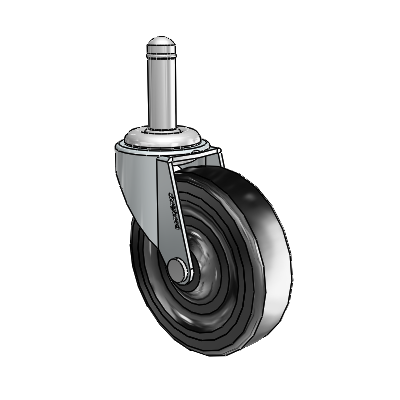 Regent Grip Ring Zinc Swivel Caster with 3 x .8125 Black Hard Rubber Wheel