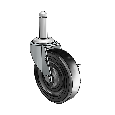 Regent Grip Ring Zinc Swivel Caster with 3 x .8125 Black Soft Rubber Wheel and Side Brake