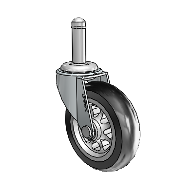 Regent Grip Ring Zinc Swivel Caster with 3 x .8125 Black No-Matic Rubber Wheel