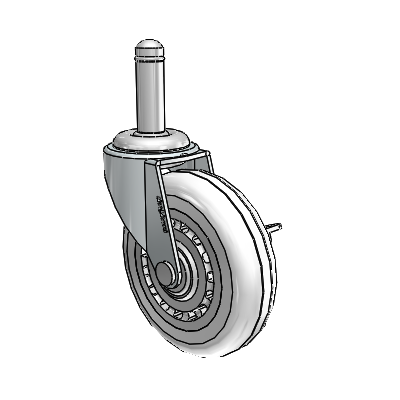 Regent Grip Ring Zinc Swivel Caster with 3 x .8125 Clear Vipor Wheel and Side Brake