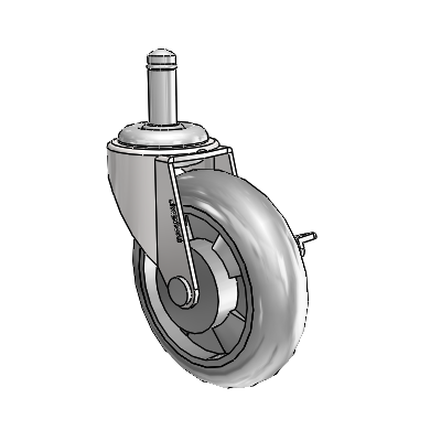 Regent Grip Ring Bright Chrome Swivel Caster with 3 x .8125 Grey MonoTech Wheel and Side Brake