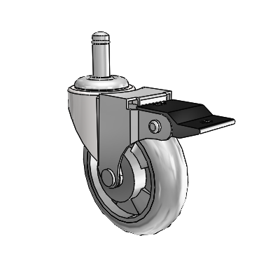 Regent Grip Ring Bright Chrome Swivel Caster with 3 x .8125 Grey MonoTech Wheel and Top Lock Brake
