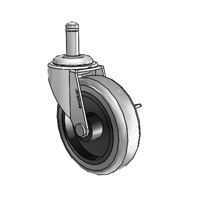Regent Grip Ring Bright Chrome Swivel Caster with 3 x .8125 Grey Thermoplastic Rubber Wheel and Side Brake