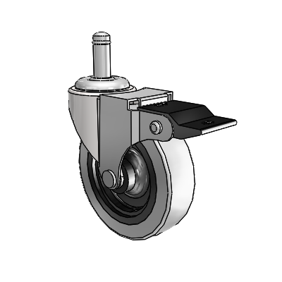 Regent Grip Ring Bright Chrome Swivel Caster with 3 x .8125 Grey Thermoplastic Urethane Wheel and Top Lock Brake