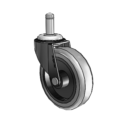 Roulette pivotante Regent Grip Ring à revêtement noir oxydé, équipée de 3 roues en caoutchouc thermoplastique gris de 0,8125
