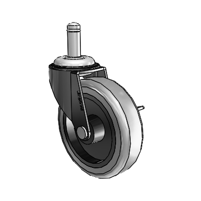 Regent Grip Ring Black Oxide Swivel Caster with 3 x .8125 Grey Thermoplastic Rubber Wheel and Side Brake
