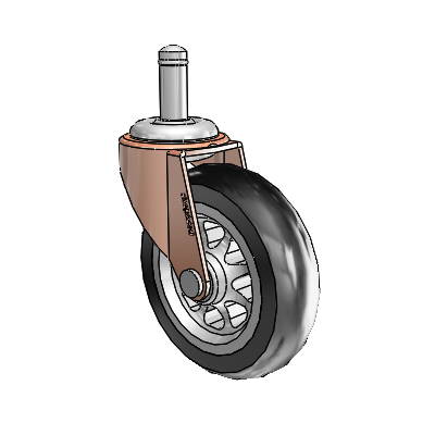 Regent Grip Ring Copper Oxide Swivel Caster with 3 x .8125 Black No-Matic Rubber Wheel
